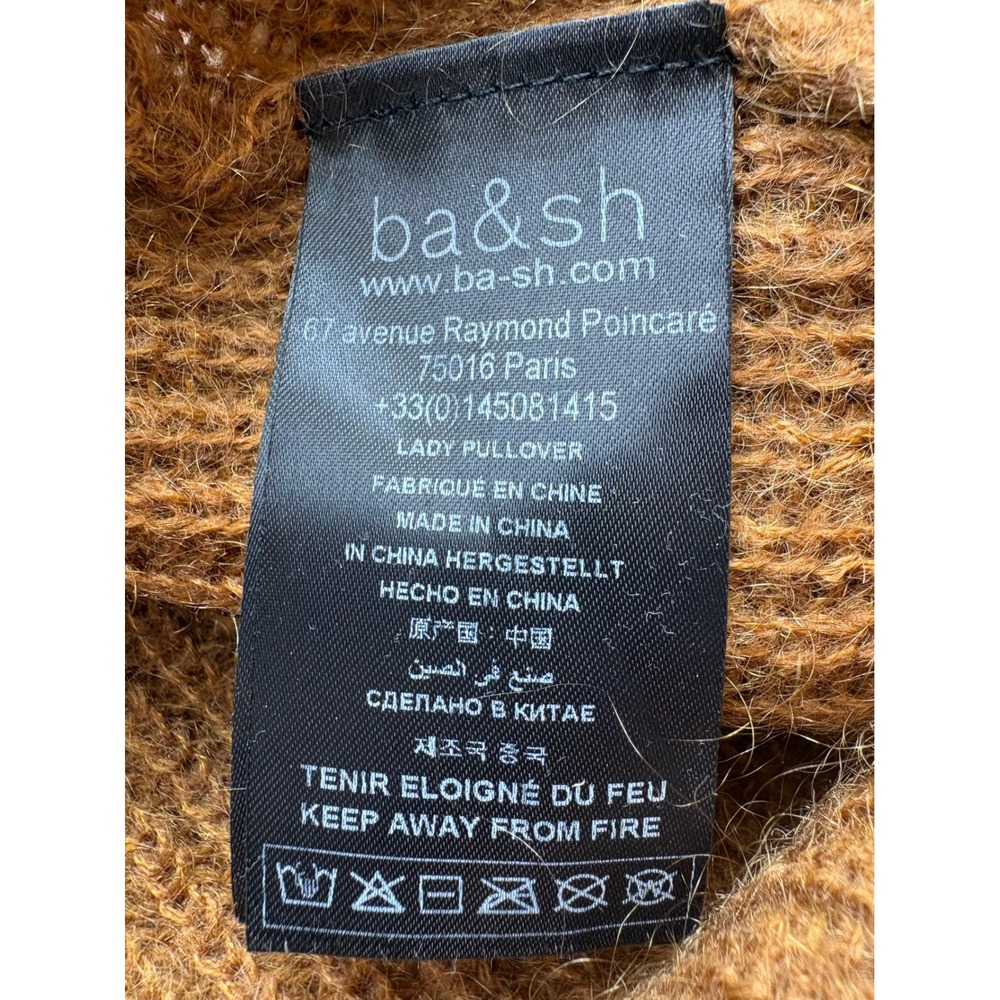 Ba&sh Tilte Jumper Brown Mohair Wool Puff Sleeve Peter Pan Collar Sweater XS Lux - Picture 5 of 12